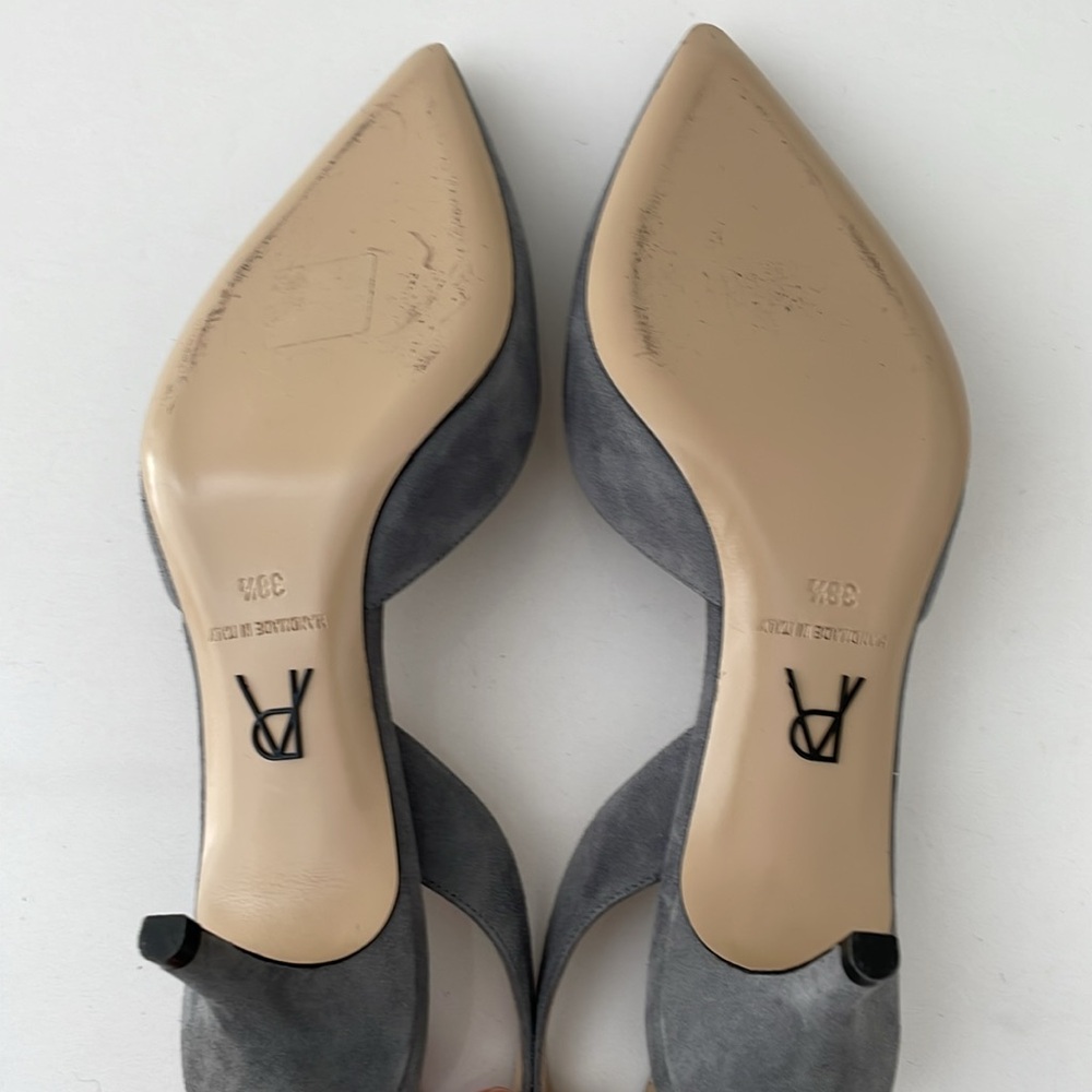 Paul Andrew Light Grey Suede Kitten heel Slingback - Picture 16 of 16